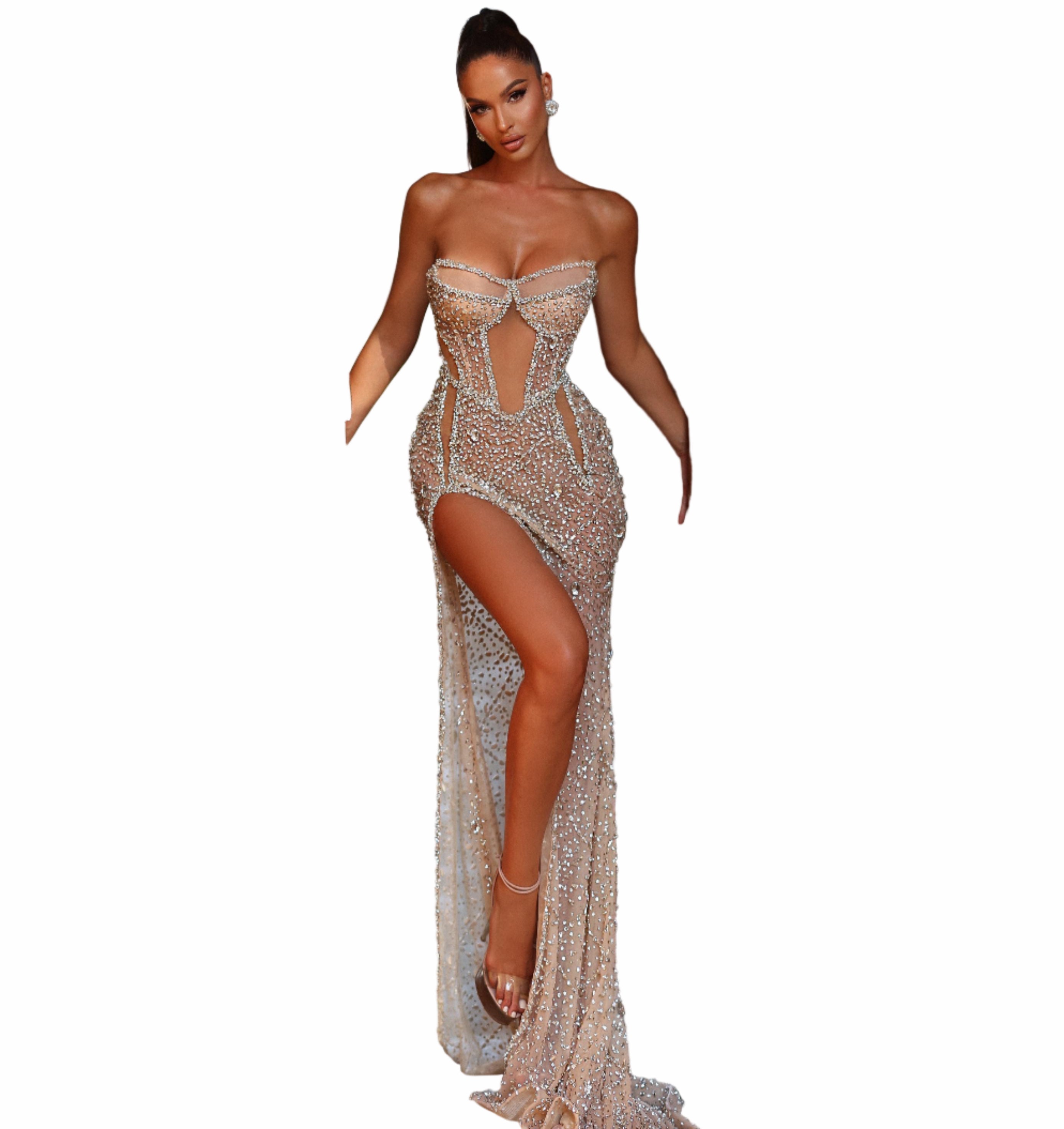 Woman in a sparkling evening gown 