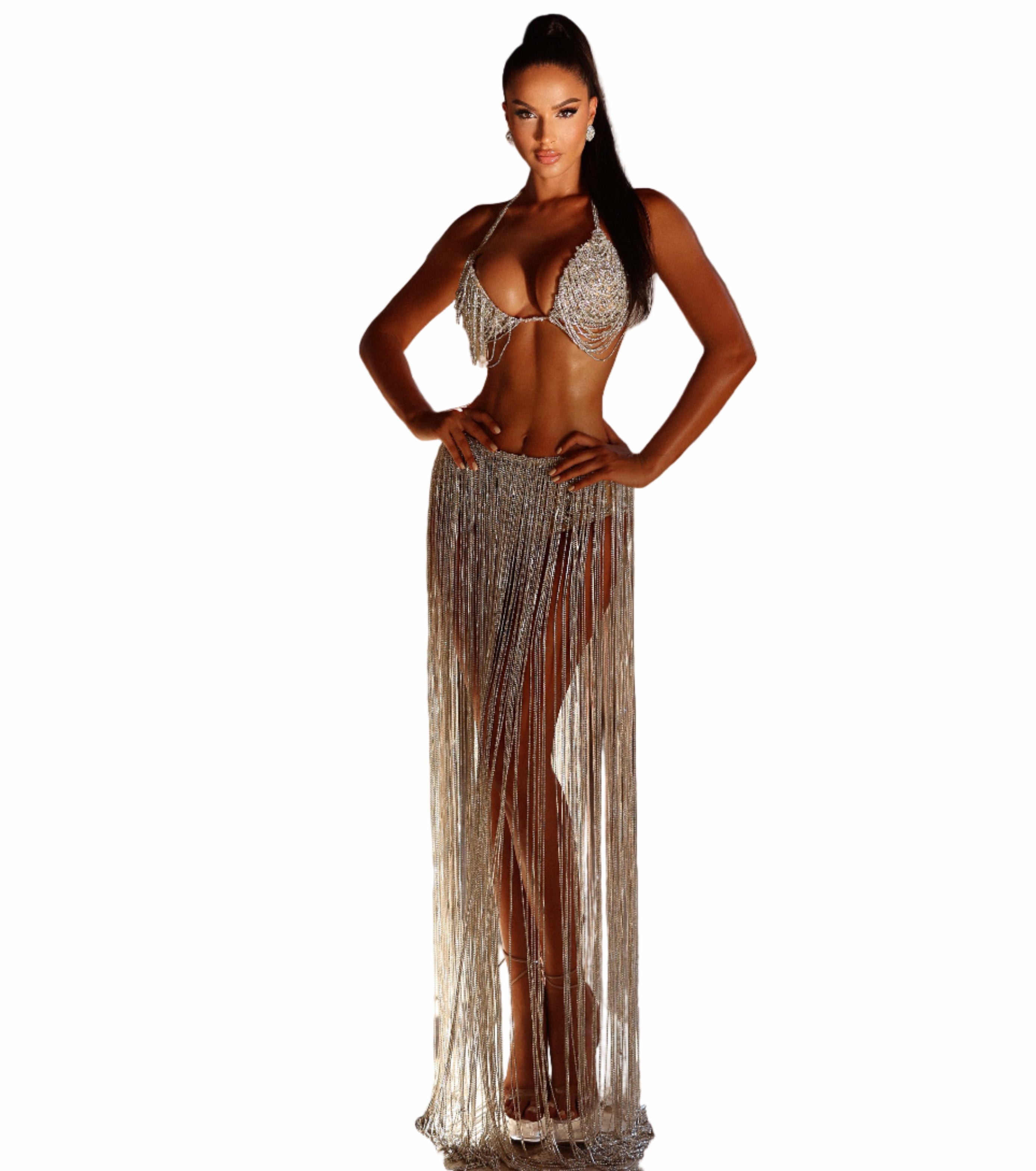 Woman in a sparkling outfit 