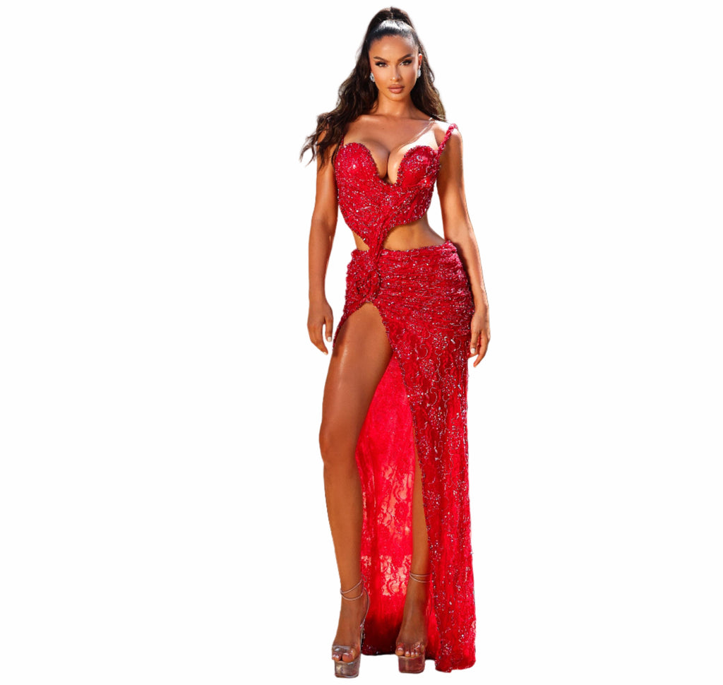 Woman in a red dress