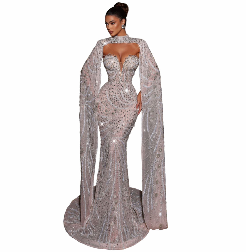 Woman in a sparkling evening gown 