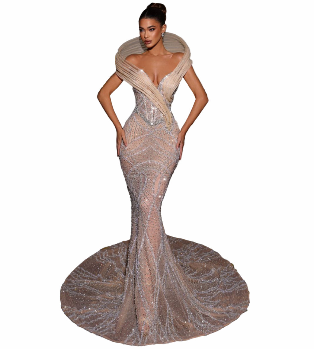 Woman in a sparkling evening gown 