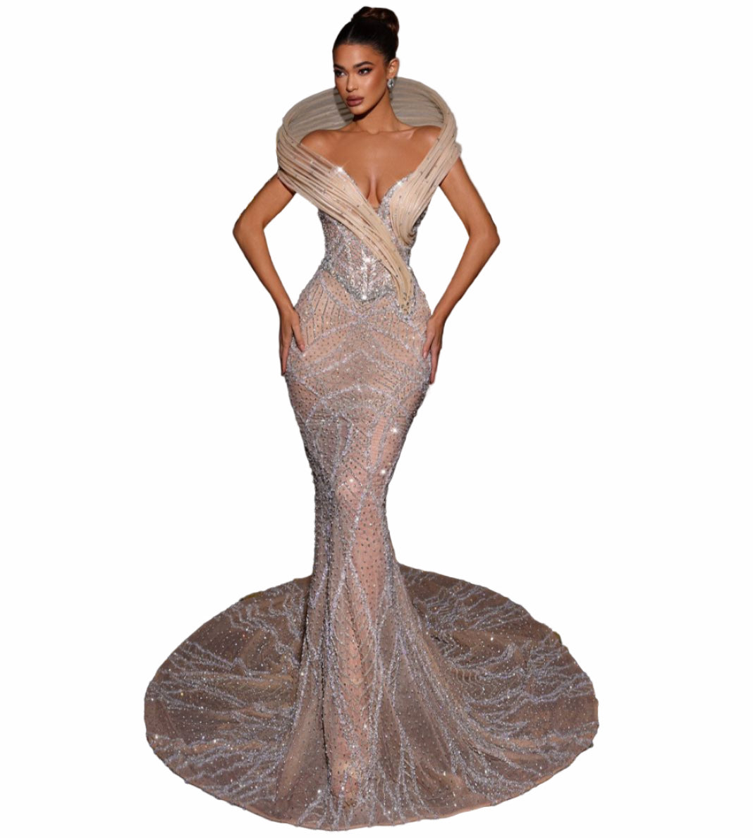 Woman in a sparkling evening gown 