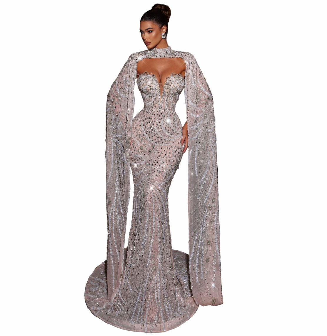 Woman in a sparkling evening gown 