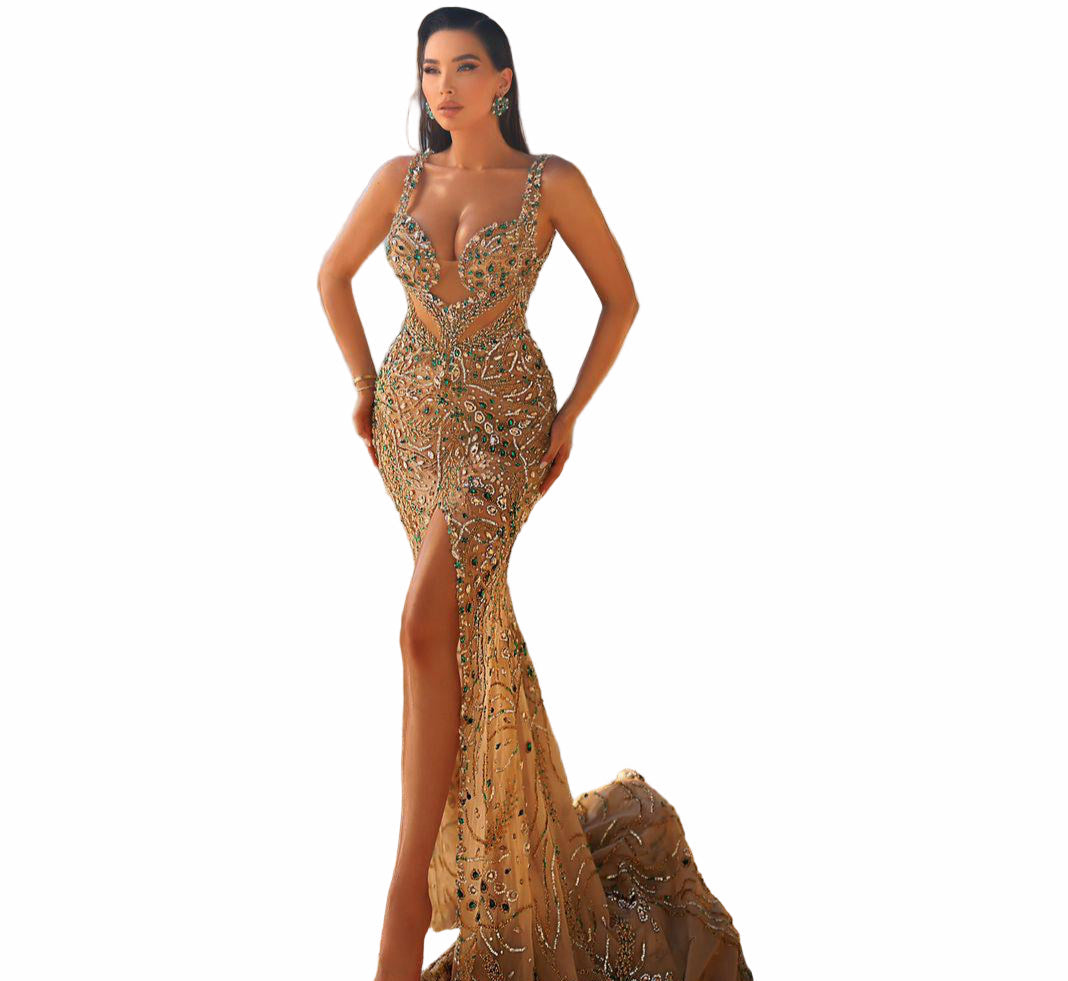 Woman in a sparkling evening gown 