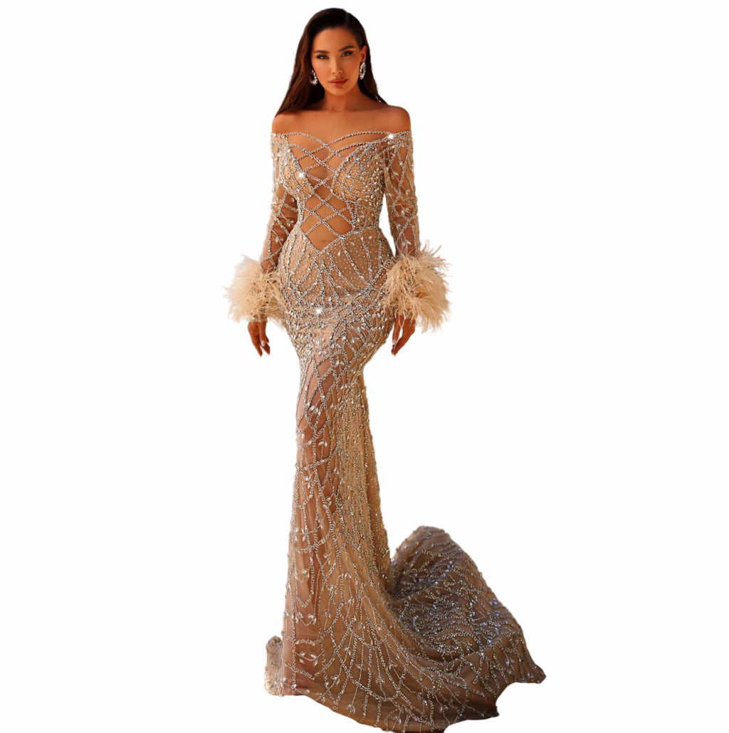 Woman in a sparkling evening gown 