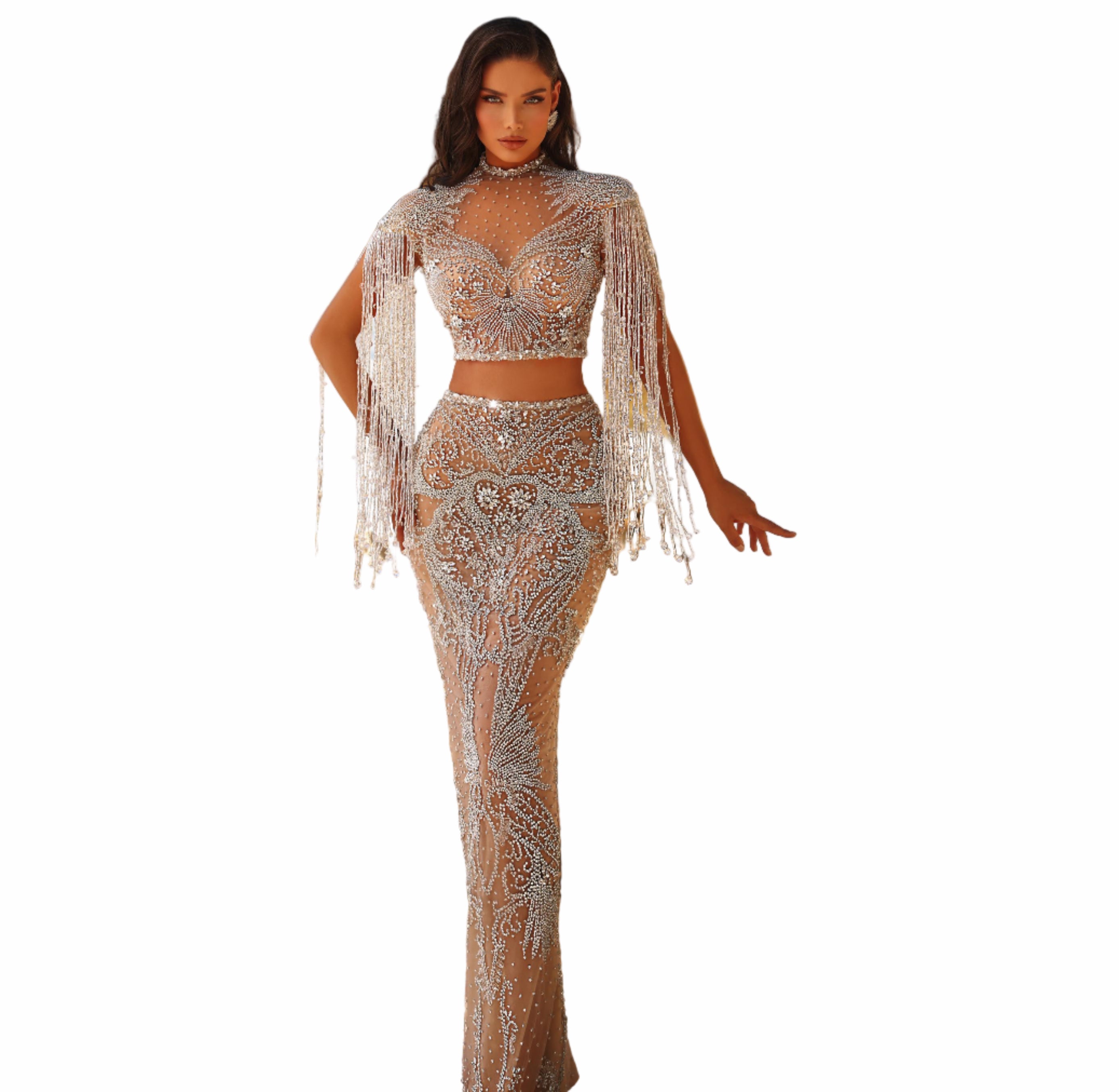 Woman in a sparkling outfit 