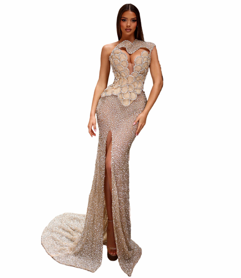 Woman in a sparkling evening gown 