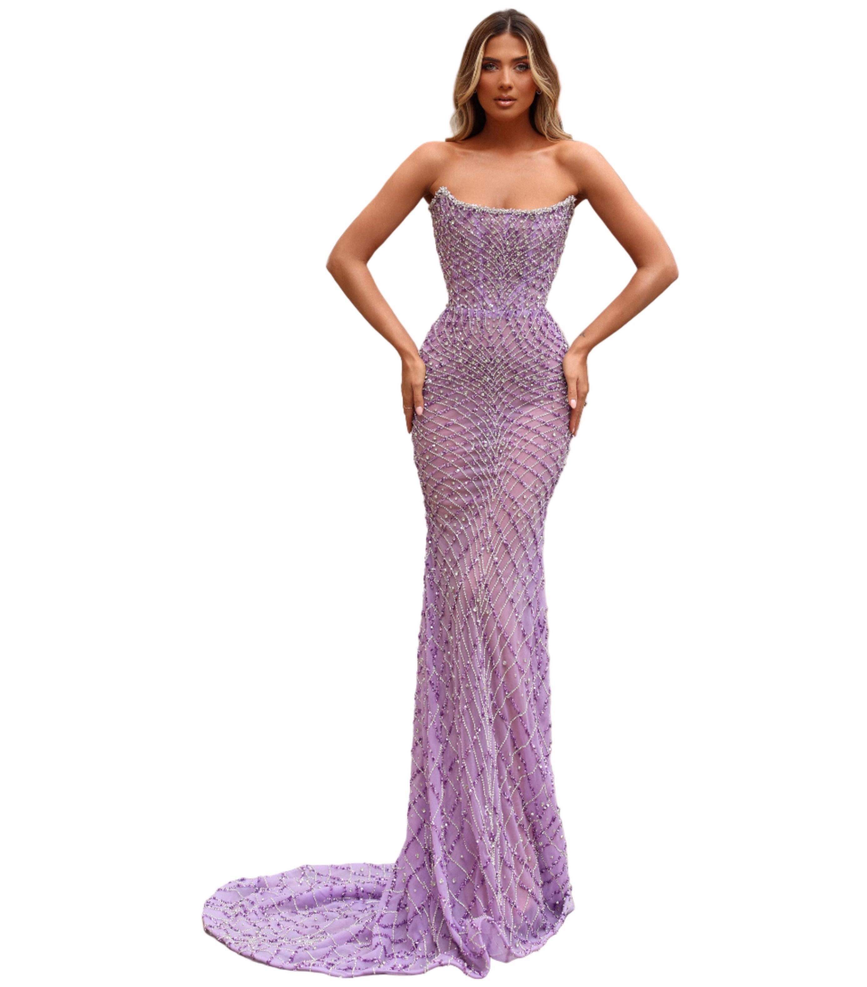 Woman in a purple evening gown 