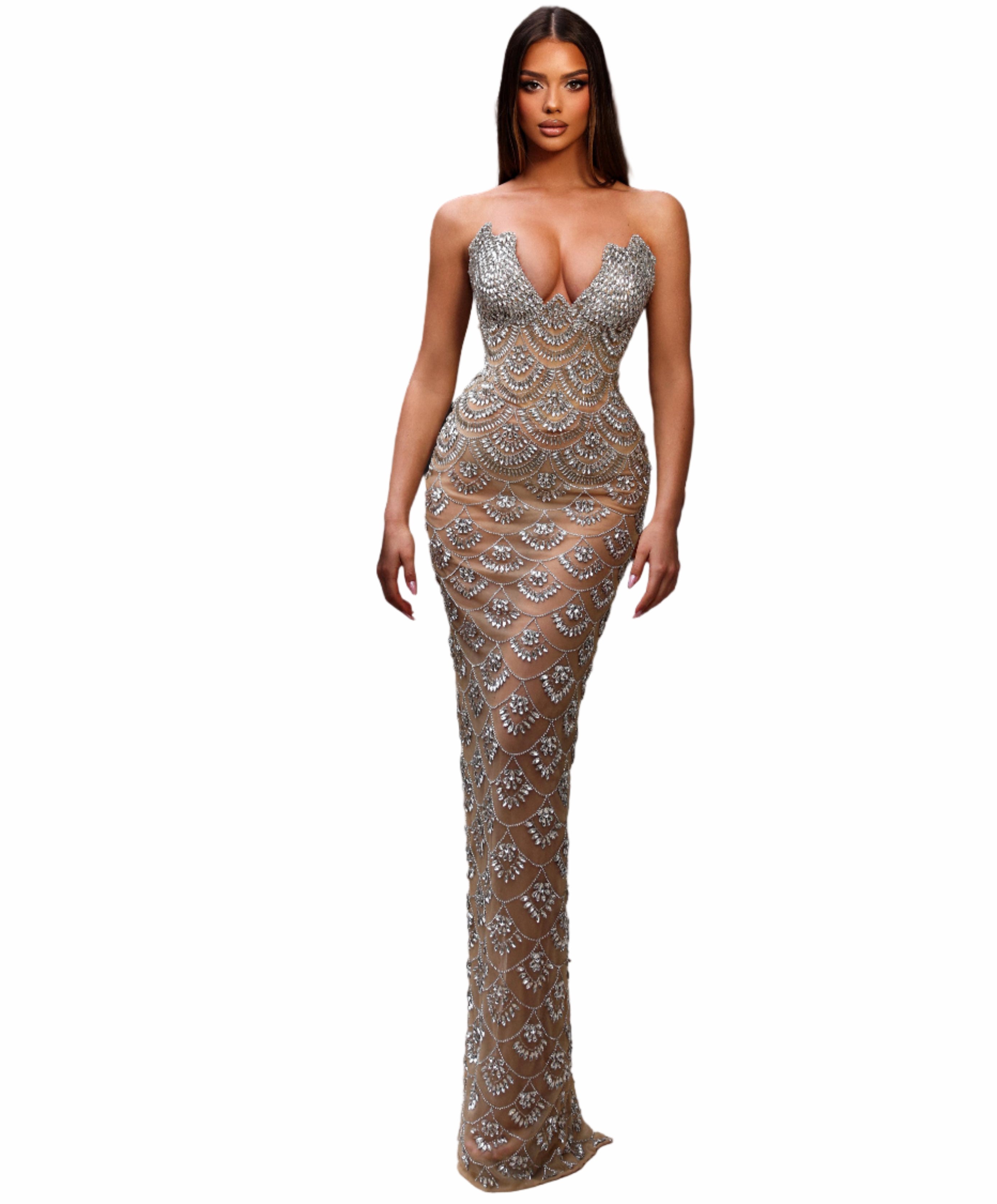 Woman in a sparkling evening gown 