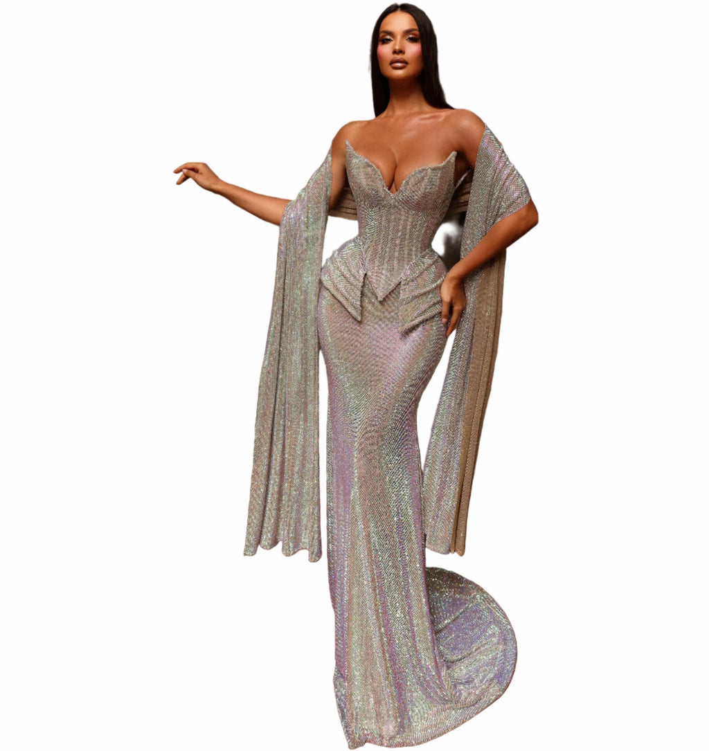 Woman in a sparkling evening gown 