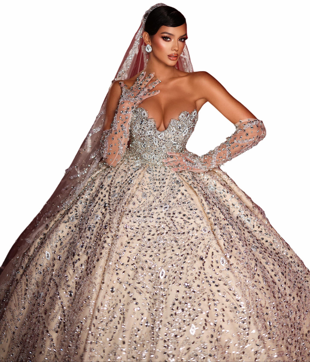 Woman in a sparkling gown 